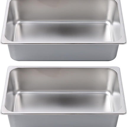 Findmall 2 Set Stainless Steel Hotel Pan 6 Inch Deep Full Size | Steam Table Pans, for Steam Tables, Restaurants, Catering and Industrial Use