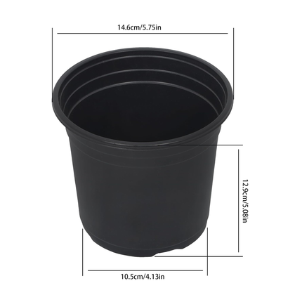 Findmall 100 Pack Plastic Nursery Pots, 5/6 Inch Black Seed Starting Pots with Drainage Holes, Round Plant Containers for Succulents Flowers Vegetables and Garden Plants