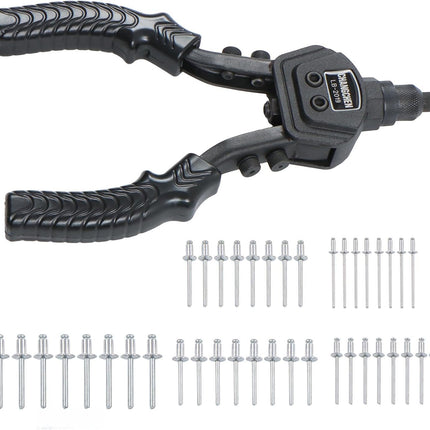 Findmall 9.5 Inch Versatile Riveting Kit with 400 Rivets | 5 Different Size Gun Heads Heavy Duty Manual Double Hand Riveting Gun Tool for Metal