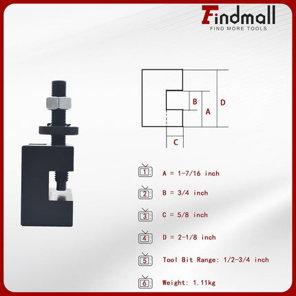 findmall CXA #1 Quick Change 250-301 Tool Post Turning Facing Holder