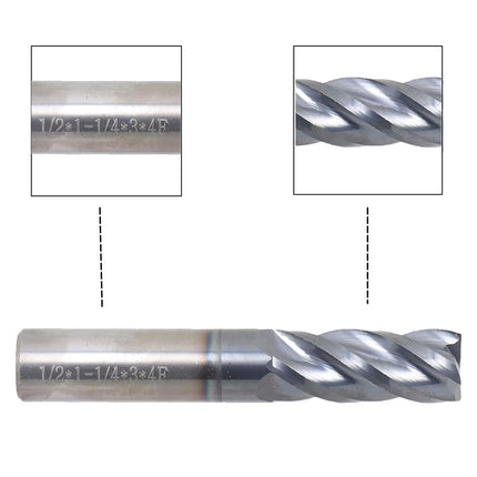 findmall 1/2 Inch Helix Carbide End Mill Tialn Coated 4 Flute 1-1/4 Inch Length of Cut Fit for Aluminum Cut Non-Ferrous Metal Upcut CNC Spiral Router Bit