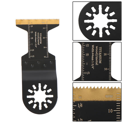 Findmall 12Pcs Titanium Coated Bimetallic Oscillating Saw Blade Curved Tooth Oscillating Saw Blades Fit for Cutting Wood, Plastic, and Metal