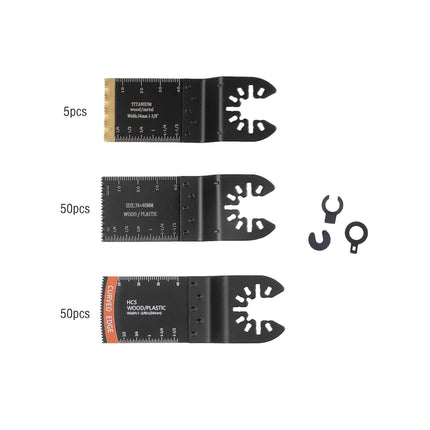 Findmall Professional Oscillating Saw Blades 105Pcs Kit: Titanium and HCS for Wood, Metal, Plastic - Fast Installation
