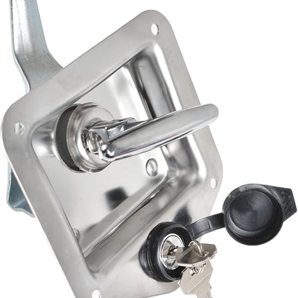 Findmall 4 Trailer Door Latch T-Handle Locking Stainless Steel Folding T Handle Latch for Camper RV Truck Trailer Toolbox with Gasket and Keys