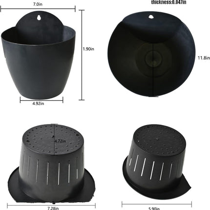 findmall 7 Pack 7in Round Seedling Pot with Tray Flower Plant Container for Indoor Outdoor Plant Seedlings Has Setting Basket, Cotton Rope, Hooks