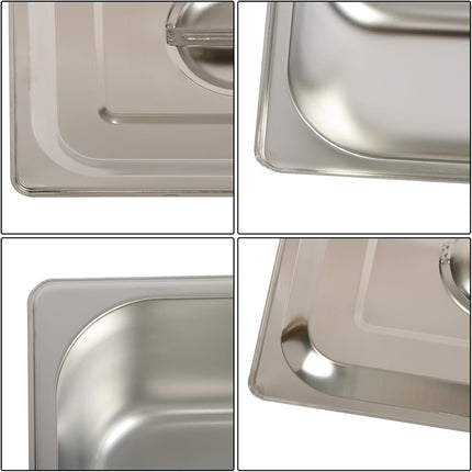 Findmall 8 Set Stainless Steel Hotel Pans Steam Table Pan | With Lids 0.8mm Thick for Storing Hot and Cold Food