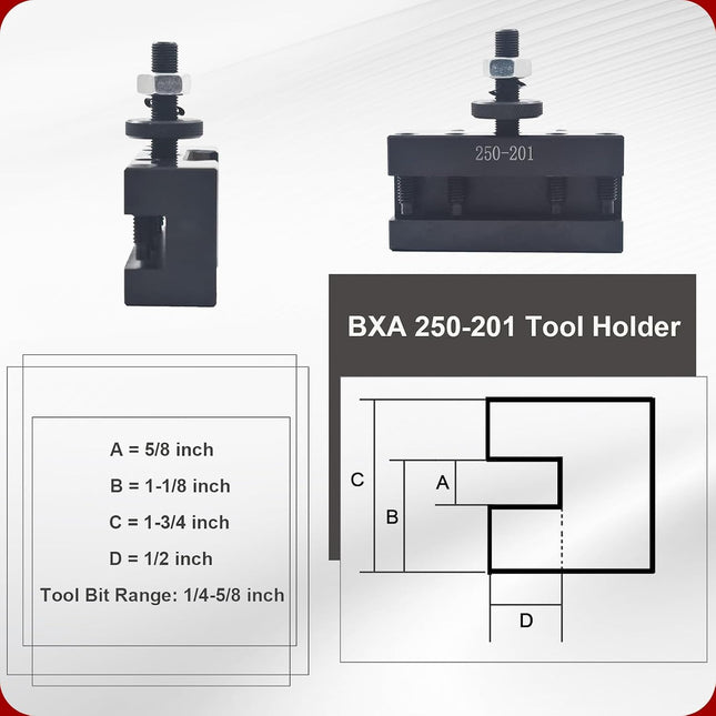 findmall BXA #1 Quick Change Turning and Facing Lathe Tool Post Holder 250-201 Tool Holder Fit for Lathe