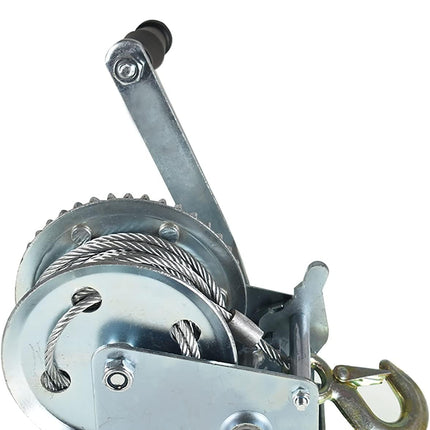 1600lbs Hand Crank Winch Cable Gear Winch with Hook, Two-Way Adjustable Boat Trailer Winch with 10m 32ft Steel Cable, Fit for Boat, Trailer