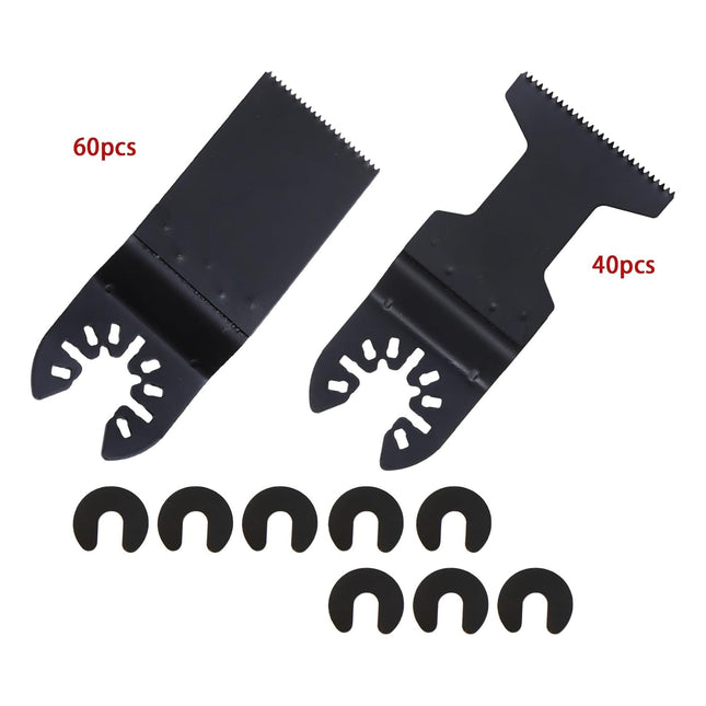 Findmall Oscillating Saw Blades 100Pcs (40 of 1-3/4, 60 of 1-3/8), for Wood, PVC, Nails, Drywall, Door Jamb