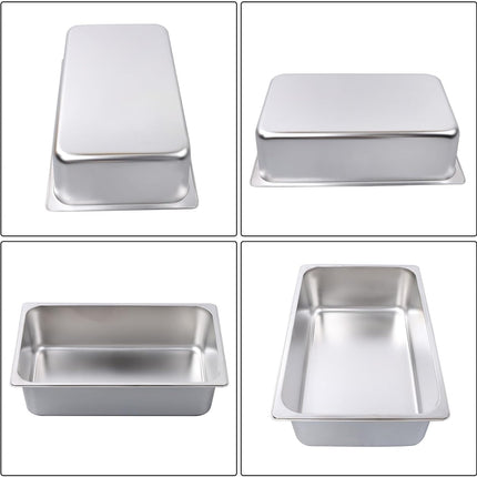 Findmall 2 Set Stainless Steel Hotel Pan 6 Inch Deep Full Size | Steam Table Pans, for Steam Tables, Restaurants, Catering and Industrial Use