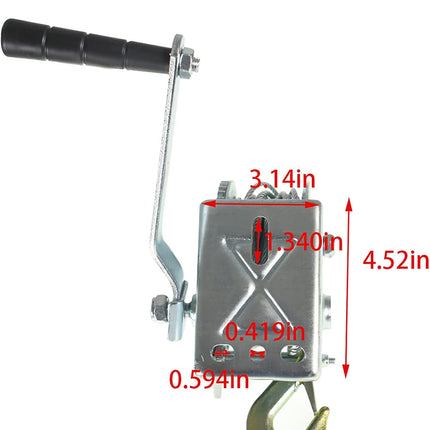findmall Boat Trailer Winch 800lbs with 8m 26ft Steel Cable, Crank Cable Gear Winch with Hook, Heavy Duty Hand Winch with 4.1:1 Ratio for Boat, Trailer, Deer Feeder