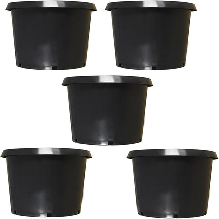 findmall 5 Pack Nursery Pots, 20 Gallon Round Black Plastic Planter Pots with Drainage Holes for Garden Outdoor and Indoor Use