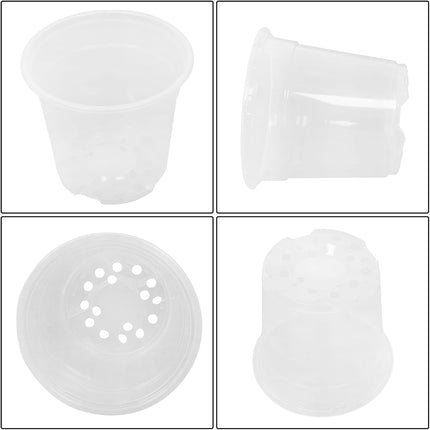 findmall 30PCS 6" 5" 4" Transparent Plastic Flower Pots Seedling Cups for Plants, Plastic Seedling Pot with Drainage Holes, Garden Flower Plant Container for Transplanting, Succulents, Cuttings