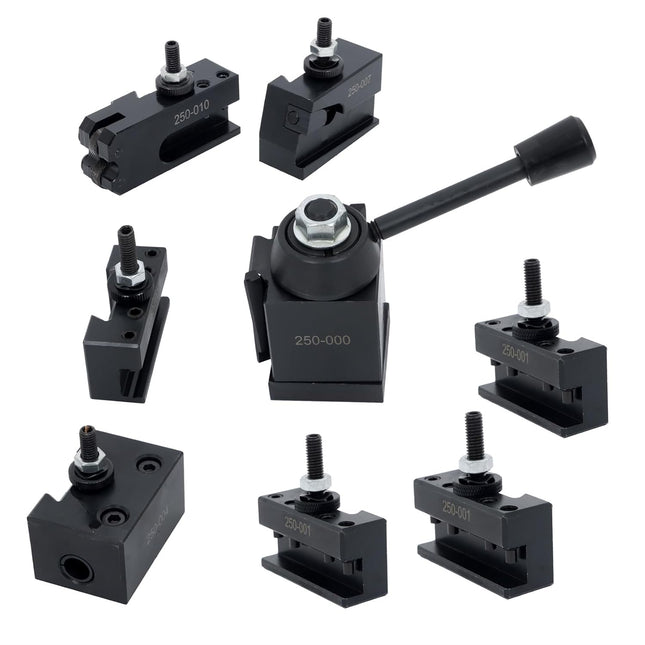Findmall 8Pcs OXA 250-000 WedgeType Tool Post Mini Lathe Up to 8 Quick Change Turning and Facing Holder Fit for Lathe