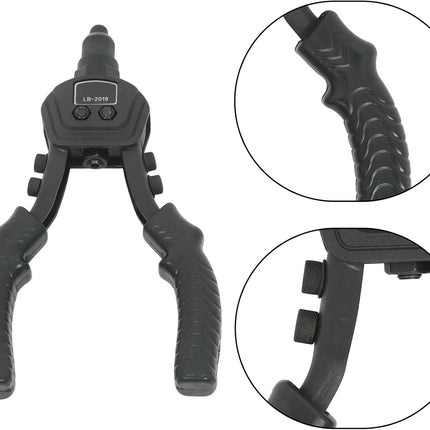 Findmall 1/4 Inch Heavy Duty Manual Double Hand Riveting Gun Tool Set | with 200 Rivets and 5 Different Size Gun Heads for Metal
