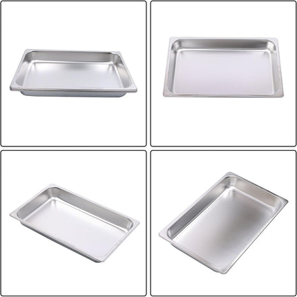 Findmall Full Size 2.5 Inch Deep Steam Table Pans 6 Set | Stainless Steel, Hotel Pan, Without Lid for Food Warmer, Cooking and Commercial Kitchen