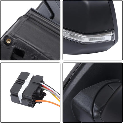 Findmall Driver Left Side Power Heated Mirror Replacement for Acadia 2020-2022 Replacement for 84579489 Matte Black w/Blind Spot Turn Signal Textured Black Base Electric 7-Pin Connector