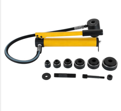 New 10 Ton 1/2" to 2" Hydraulic Knockout Punch Driver Tool Kit Electrical Conduit Hole Cutter Set KO Tool Kit with 6 Dies Knockout Punches for installing repairing wire pipeline signal lamp machinery