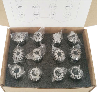 findmall 12 PCS ER20 1/8"-1/2" Super Accuracy ER-20 Collets Set With 3/16 1/4 3/8