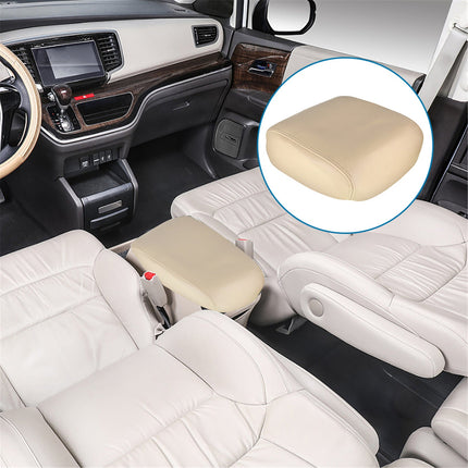 Findmall Beige Leather Armrest Center Console Lid Cover Skin Replacement for 2009-2015 Honda Pilot