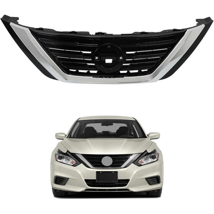 Findmall Front Upper Grille for 2016-2018 Nissan Altima, Black with Chrome Trim