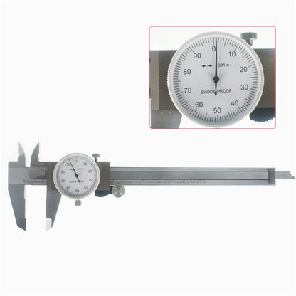 findmall 6" Dial Caliper 0.001 Stainless Steel Shockproof 4-Way Measurement with Plastic Case