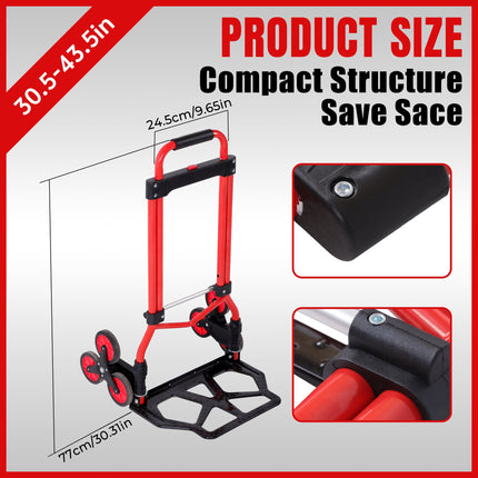Findmall Stair Climber Hand Truck Dolly Black 330 lb Carbon Steel Stair Climbing Hand Truck