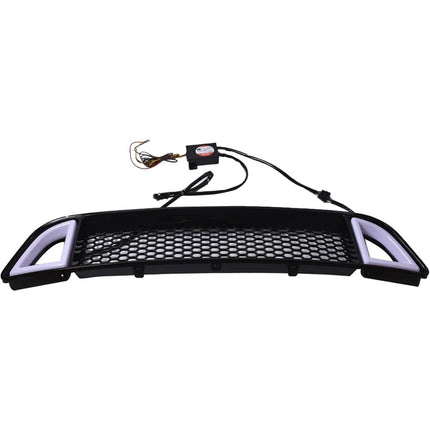 Findmall Front Upper Honeycomb Grille with DRL Lights for 2013-2014 Ford Mustang, Black