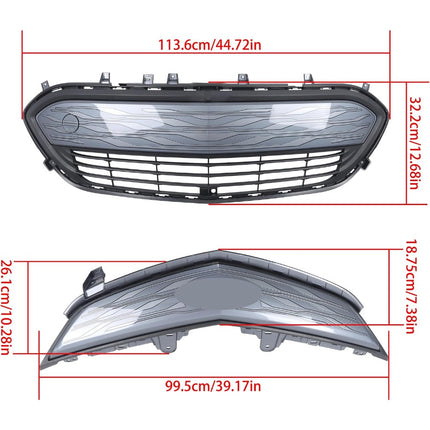 Findmall 2-Piece Glossy Gray Front Upper and Lower Grille Molding Trim Set Replacement for Bolt EV 2017-2021 42576622 42729655