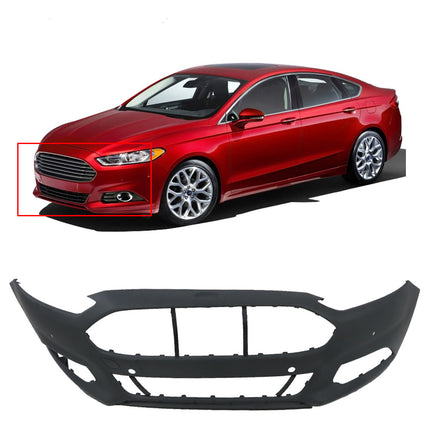 Findmall Primed Front Bumper Cover Replacement for 2013-2016 Ford Fusion with Parking Sensor Holes and Tow Hook Hole