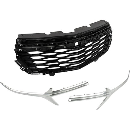 Findmall Front Upper Grille Assembly for 2022-2023 Chevrolet Equinox, Black with Chrome Trim