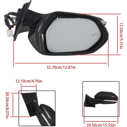 Findmall Side Mirror Assembly for 2016-2022 Prius, Driver Side, Power, Heated, Blind Spot, 6-Pin