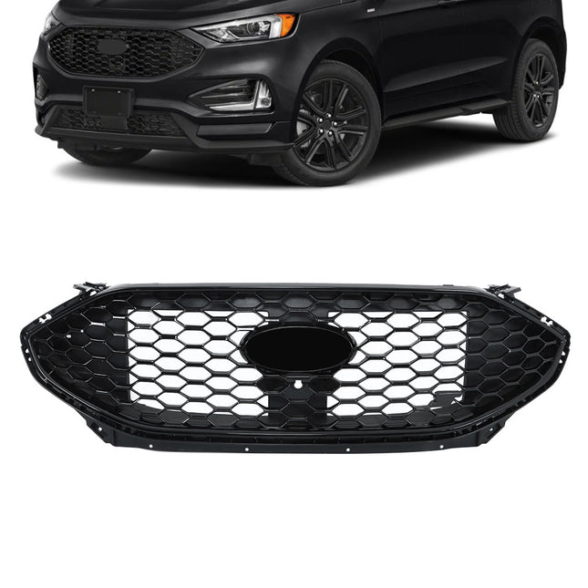 Findmall Glossy Black Honeycomb Front Upper Bumper Grille with Camera Hole Replacement for Edge ST 2019-2022