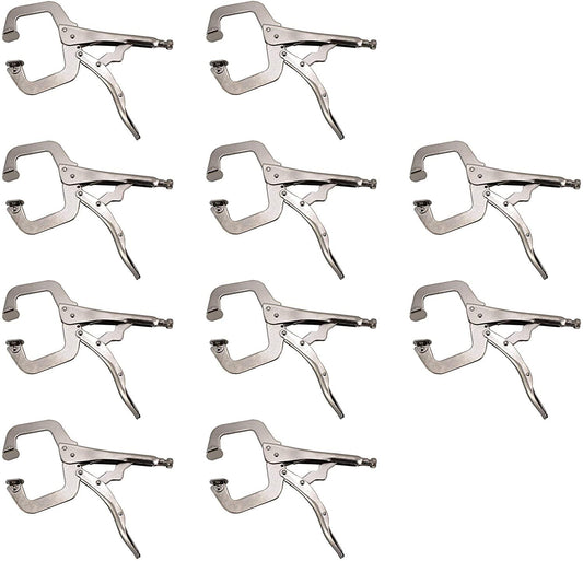 10Pcs 11 Inch Locking C Clamps with Swivel Pads Heavy Duty C-Type Locking Plier Table and Tool Vise Grip