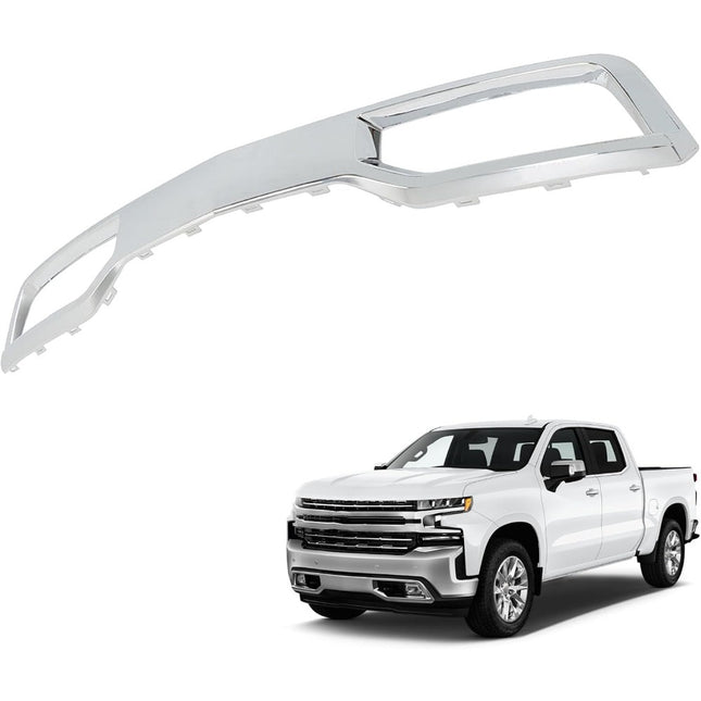 Findmall Front Bumper Skid Plate Trim for 2019‑2021 Chevrolet Silverado 1500, Chrome Plastic, Replacement for 84176756