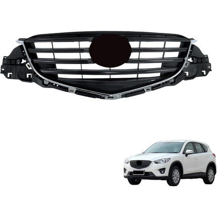 Findmall Front Upper Mesh Grille for 2015-2016 Mazda CX-5, Black with Gray Bar