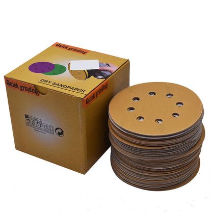 Hook Loop Pads Sanding Disc 5-Inch 8-Hole 100Pcs Aluminum Oxide Round Flocking Sandpaper for Sanding Grinder Polishing Accessories (60 80 120 150 180 220 240 320) Grit (220grit)