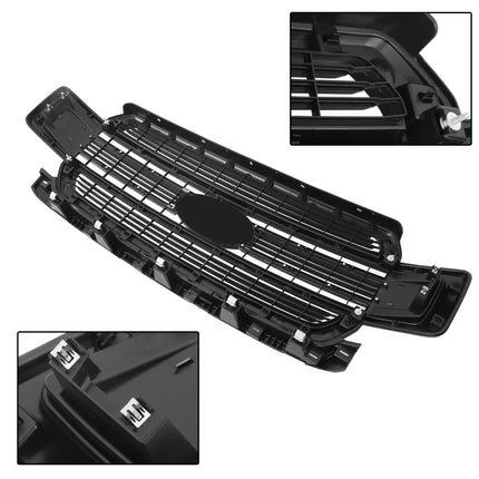 Findmall Front Grille Upper Glossy Black Mesh Chrome Trim Replacement for F250 Super Duty XL XLT 2023 2024