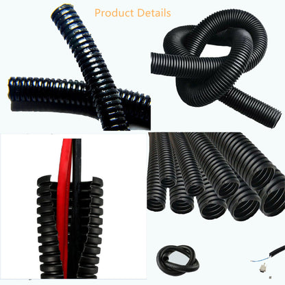 findmall Wire Harness Wrap Cover Sleeve Conduit Wire Conduit Corrugated Tube Conduit PP Polyethylene Tubing Flexible Hose Cover Auto Home Marine (10ft-1")