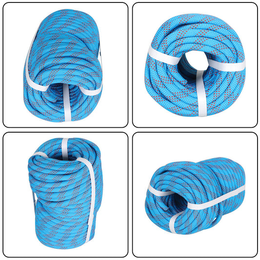 findmall 3/8 Inch 100 Feet Braided Polyester Rope Tree Work Rope Rigging Rope for Outdoor Swing Camping 3250 LBS Blue Red