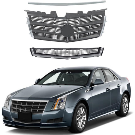Findmall Chrome Front Bumper Grille and Hood Molding Kit Replacement for CTS
