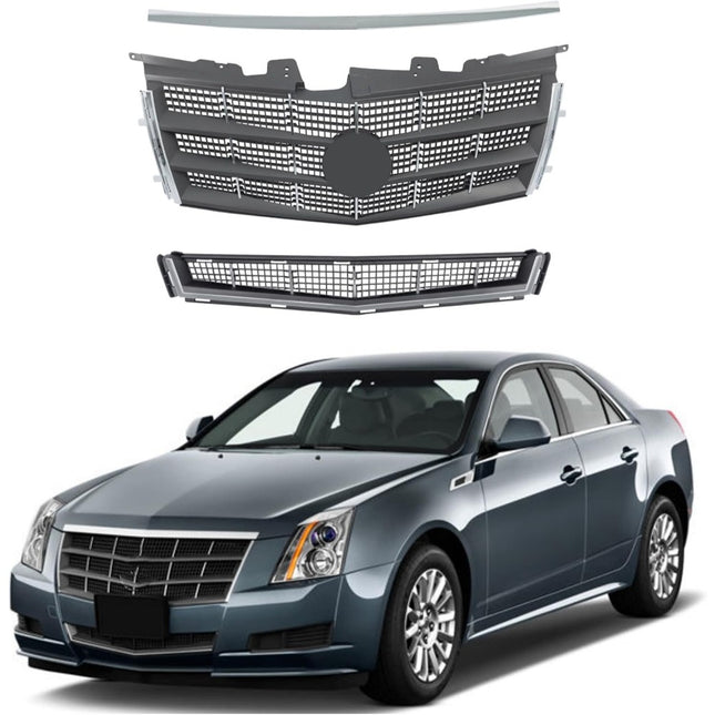 Findmall Chrome Front Bumper Grille and Hood Molding Kit Replacement for CTS