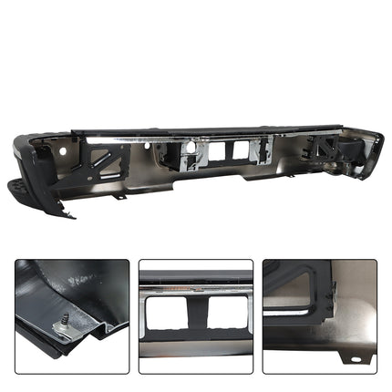 Findmall Chrome Rear Step Bumper Assembly for 2014-2018 Chevrolet Silverado 1500 and GMC Sierra 1500