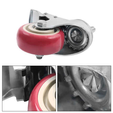 Findmall 4 Pack 3" Polyurethane Swivel Caster Wheels with Double Lock Brake, M10-1.5 × 25mm Threaded Stem, Heavy Duty Casters for Workbenches, Furniture & Utility Carts