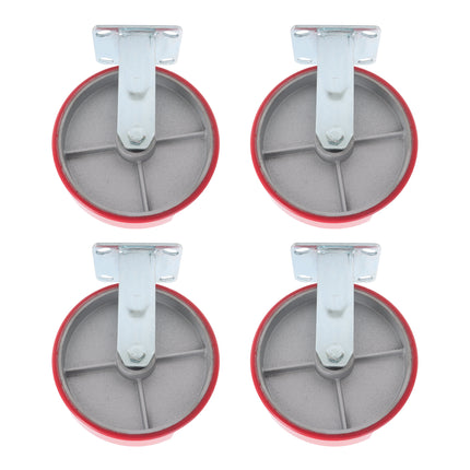 Findmall 4 Pack 8" Polyurethane on Iron Core Rigid Caster Wheels, Top Plate Mount, Heavy Duty Casters for Platform Trucks, Dollies & Carts