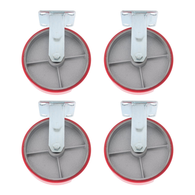 Findmall 4 Pack 8" Polyurethane on Iron Core Rigid Caster Wheels, Top Plate Mount, Heavy Duty Casters for Platform Trucks, Dollies & Carts