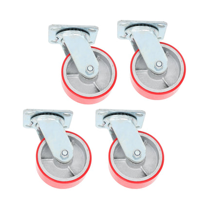 Findmall 4 Pack 4" Polyurethane Swivel Caster Wheels with Double Lock Brake, Top Plate Mount Heavy Duty Casters for Workbenches, Toolboxes & Equipment