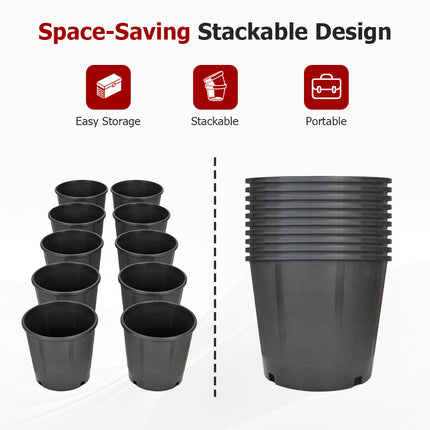 findmall 10pc Plastic Nursery Plant Pots with Drainage Holes – Durable Garden Planters for Flowers, Herbs & Vegetables