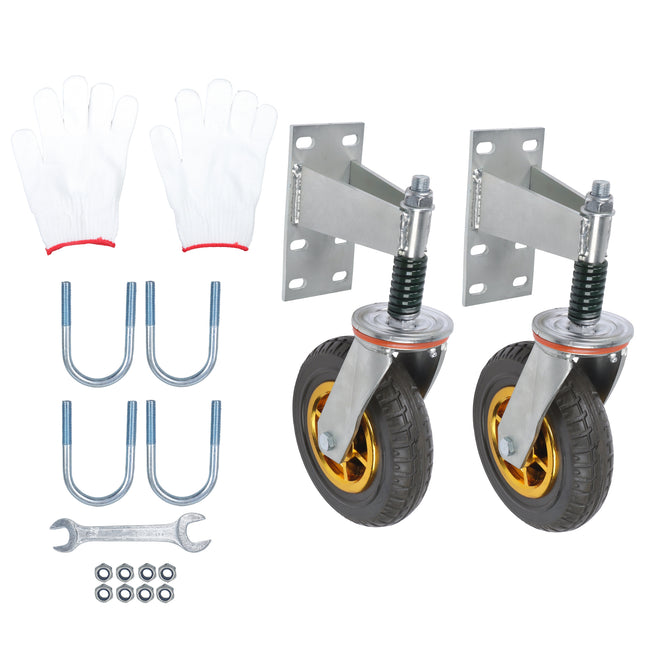 Findmall 2 Pack 8" Rubber Swivel Gate Caster Wheels with Spring Loaded Design, U-Bolt Mount, Heavy Duty Gate Wheels for Metal Tube Gates & Wooden Fence Gates