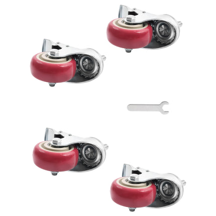 Findmall 4 Pack 3" Polyurethane Swivel Caster Wheels with Double Lock Brake, M10-1.5 × 25mm Threaded Stem, Heavy Duty Casters for Workbenches, Furniture & Utility Carts